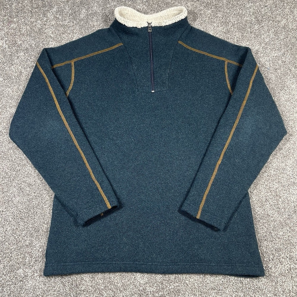 Kuhl Alfpaca Fleece Pullover Men's Large Blue 1/4 Zip Warm Outdoors Sweater Hike